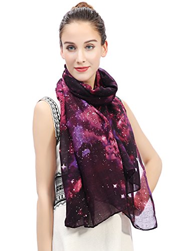 Lina & Lily Galaxy Starry Sky Space Print Women's Scarf Shawl Wrap Lightweight2