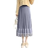 [RoyzTocz] プリーツスカート レディース ロングスカート ウエストゴム レーススカート シンプル ゆったり 体型カバー おしゃれ 着痩せ 大人 ボトムス 通勤 二次会 普段着 春 秋 冬