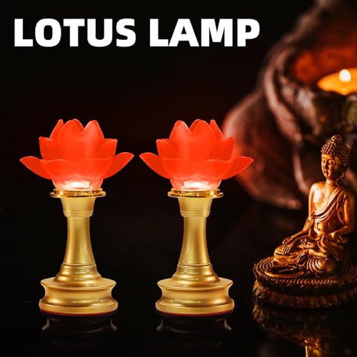 Image of Lotus Flower Lamp 7 Color LED Buddhist Meditation Supplies (6.5in) | Soft Lighting;Alloy Glass;Multi-scene Decor;Fine Craft;Spiritual Symbol