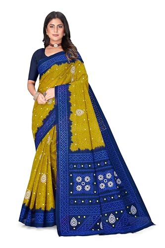 Image of TAMAIRA FASHION Mulmul Pure Cotton Saree For Woman Floral Batik Printed|Office Wear Daily Wear Sarees For Women Without Blouse Piece (Available in 11 Colours)