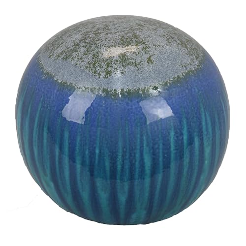Benjara Mary Tabletop Accent Decor, Modern Round Orb, 12 Inch Blue Ceramic