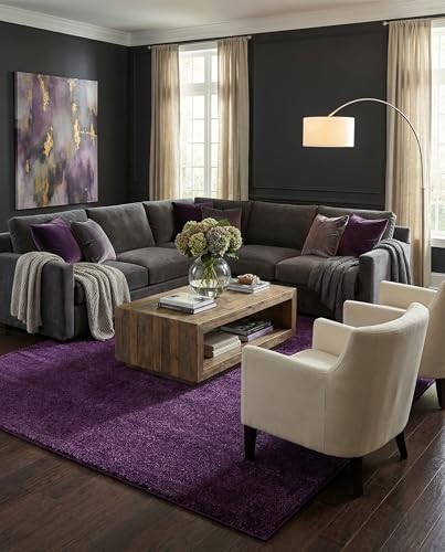 Rugs.com Solid Frieze 10x13 Violet Shag Rug