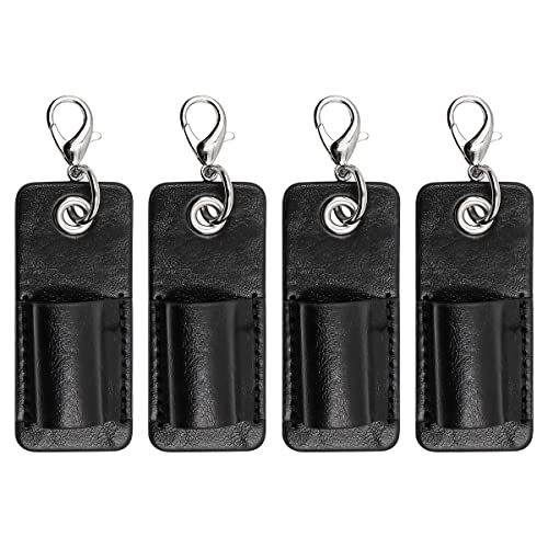 Image of CENPEK 4 PCS Portable Lanyard Pen Holder Leather Badge Pencil Holder Pocket Protector for Neck Lanyard Badge Keychain