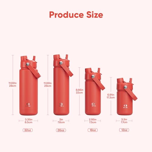 Image of ENCOOL Insulated Water Bottle with Straw Stainless Steel Water Bottle, Leak-Proof, BPA-Free, Double Wall Vacuum Keeps Cold for 24 Hours for Sports, Travel, School (18 oz, Tawny Orange)