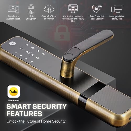 Image of Yale Zuri Smart Door Lock | Fingerprint, PIN, RFID, Manual Key | Bluetooth Digital Smart Lock with Yale Home App Access | 3 Year Warranty | Antique Bronze