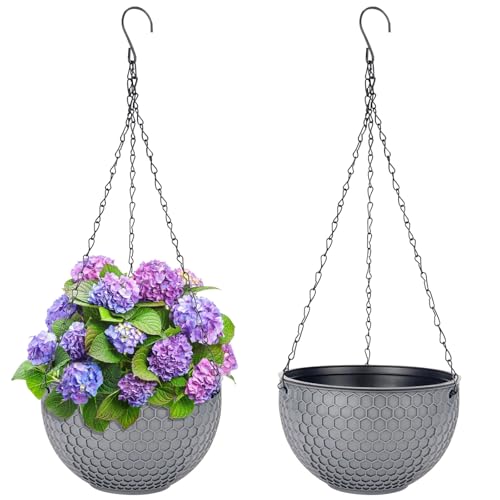 Jeinbuil Set di 2 vasi da fiori da appendere, per interni ed esterni, diametro: 21 cm, con catene, per piante