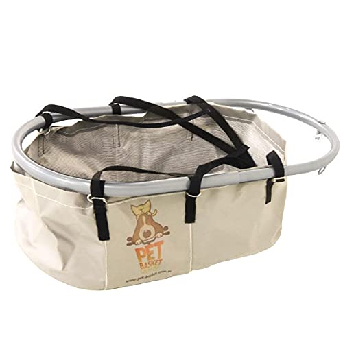 Cesta Cadeirinha para Cachorro Bike Pet Basket Ajustável Desmontável Bege