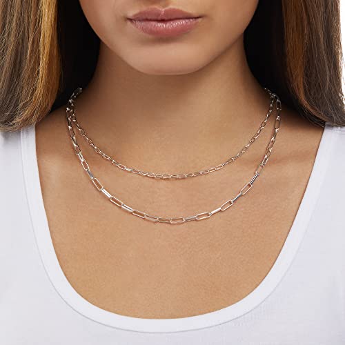 Amazon Essentials Sterling Silver Plated 2 Row Chain Layer Necklace, Sterling Silver #TOP1
