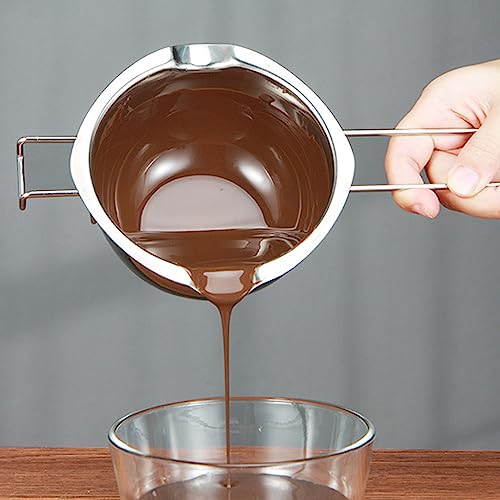 Karkar Kerzen Schmelztopf 600ml Wasserbad Schmelzschale - Edelstahl 304 Schokoladen Schmelztiegel, Schmelztopf für Schokolade Zucker Butter Käse Karamell Kerzen