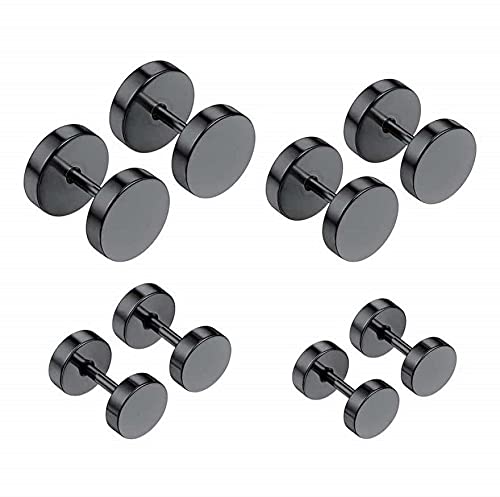 MEENAZ Mens Valentine jewellery Stainless Steel Silver Black Piercing Clip on Bali Stud Ear rings Earing Pierced Earrings Combo for men boys gents boyfriend girls kids MENS EARRINGS COMBO-M64