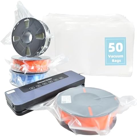XIFOWE 3D Filament Storage Bags Electric Pump Kit, 50 Vacuum Sealed Bags with 65 kPa Automatic Pump to Keep Dry and Dust Proof, Rapid Vacuum, Perfect for 3D Printer Filament Storage (14.37x 11.38inch Cover
