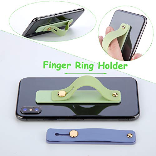 Image of Weewooday 6 Pieces Phone Grip Holder Cell Phone Grip Strap Telescopic Finger Strap Stand Universal Finger Kickstand for Most Smartphones(Vibrant Colors,Classic)
