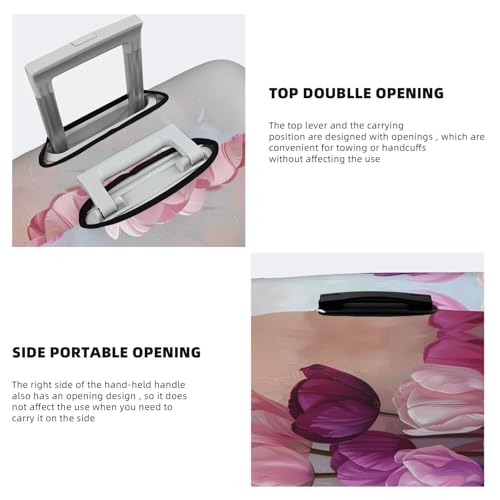 Travel Luggage Cover Protector - Purple And Pink Tulip Bouquet Anti-Scratch Suitcase Covers Fits 18-32 Inch Luggage3