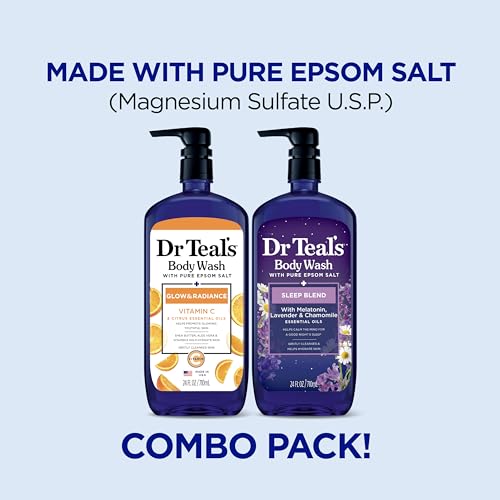 Dr Teal's Body Wash with Pure Epsom Salt, Daytime/Nighttime with Vitamin C & Sleep Blend, 24 fl oz (Pack of 2) - Image 3