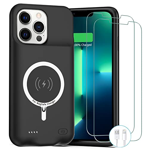 Battery Case for iPhone 13 Pro Max, 10800mAh Rechargeable Portable Charging Case with Wireless Charging Compatible for iPhone 13 Pro Max (6.7 inch) with CarPlay Battery Pack Charger (Black)