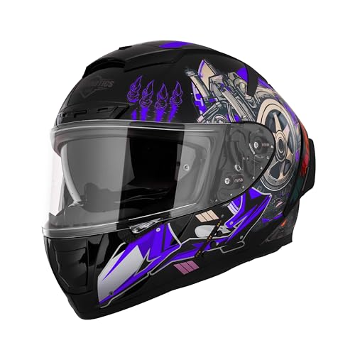 Image of Steelbird SBH-32 Trickster Bluetooth ISI and Dot Certified Full Face Helmet for Men and Women with Inner Smoke Sun Shield