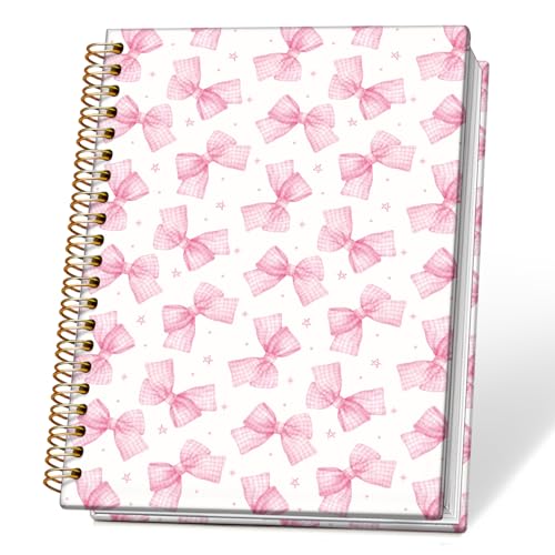 Carnet de notes Preppy rose à motifs nœuds pour embellir votre bureau de femme active