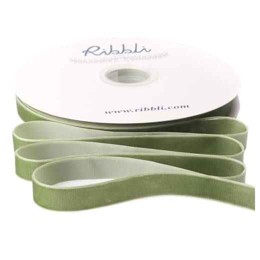 Ribbli Sage Green Velvet Ribbon 5/8 Inches Continuous 25 Yard Spool Sage Green Christmas Ribbon for Gift Wrapping Crafts Home Decor