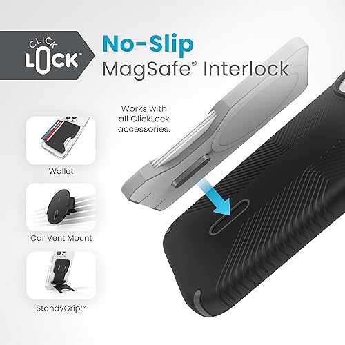 Speck MagSafe Case for iPhone 17e & iPhone 15 - Drop & Camera Protection, ClickLock No-Slip, Wireless Charging Compatible, Fits All 6.1 Inch Models Including iPhone 14, iPhone 13 - Black/Slate Grey - image 4