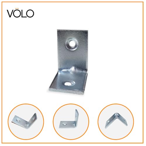 Image of Volo L Angle Bracket - Zinc-Plated 25mm x 25mm Shelf Support, Reinforcement for Chairs, Tables, and Corner Joints, Pack of 12 Pieces with Screws
