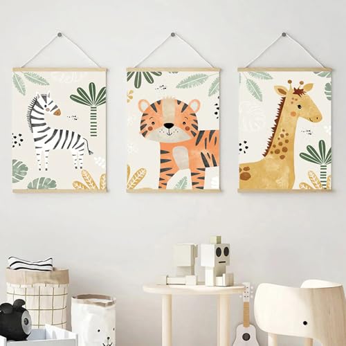 Laminas Animales del Bosque Poster Animales Selva Cuadros Safari Bebe Cuadro Infantil Verde Decorativas Pared Laminas Personalizadas Nombre Bebe Infantiles Decoracion Habitacion Niña Niño Lienzo 21x30