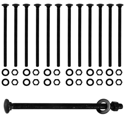 CNQLIS 1/2" x 10" Carriage Bolts Kit, 12PCS Black Carriage Bolts