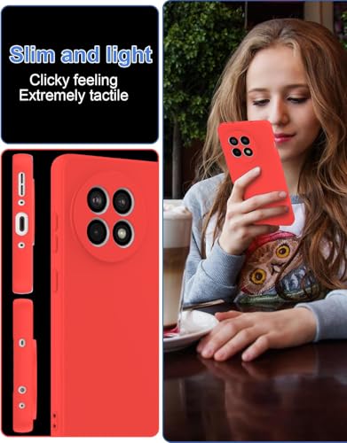 Image of DIZORO Compatible with OnePlus 13r 5G Back Cover with Upgraded Square Edges for Camera Protection Shockproof Flexible Matte Liquid Silicone Mobile Phone Case (Rose Red.)