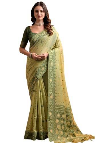 SGF11 Women's Soft Cotton Linen Silk Saree With Unstitched Blouse Piece product image 6