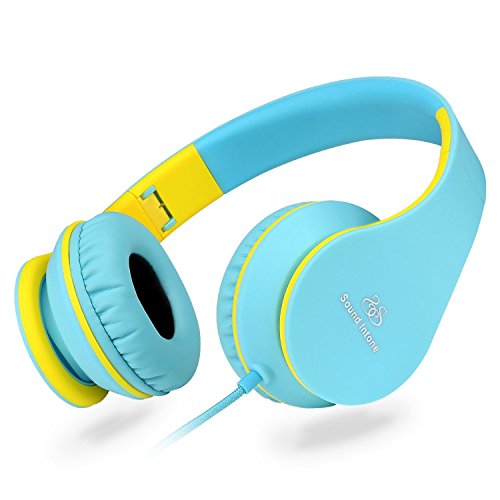 Headphones, Sound Intone I65 Headphones with Microphone and Volume Control, Lightweight Foldable Headset for iPhone 6/6s/6 Plus/6s Plus, iPad/iPod, Android, MP3/4, Valentines Day Gifts (Blue/yellow)