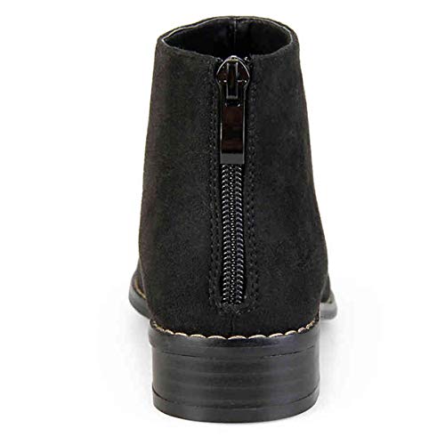 YDN Women Comfort Block Low Heels Ankle Bootie Peep Toe Pumps Versatile Suede Flats Shoes with Back Zipper Size 4-153