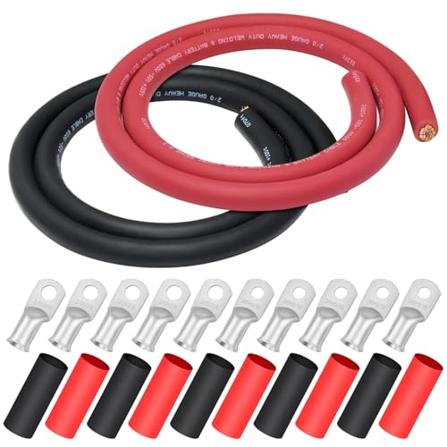 2/0 Gauge Welding Wire with Copper Lugs and Heat Shrink