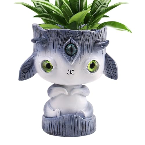 Fantástica criatura s tarro,olla de s de criatura alienígena - Maceta linda de resina Maceta de alienígena | Jardinera de cabeza de fantasía, jardinera creativa para la ma