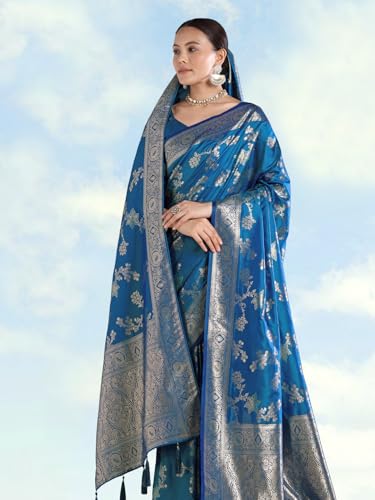 Image of Monjolika Fashion Women's Banarasi Silk Zari Woven Saree With Dupatta