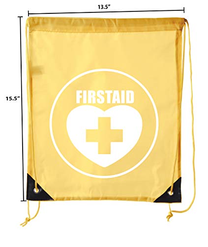 Image of Mato & Hash First Aid Backpack Drawstring Medical Bag for Emergencies or Epi Pen & Medicine - 10PK Athletic Gold CA2500FirstAid S2