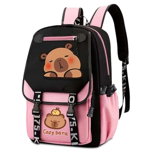Spiritzohic Capybara Childrens Backpacks Capybara School Bag Casual Daypack Cartoon Backpack for Kids Rucksack Lightweight Schoolbags Travel Book Bag for School Outdoor Travel Sports