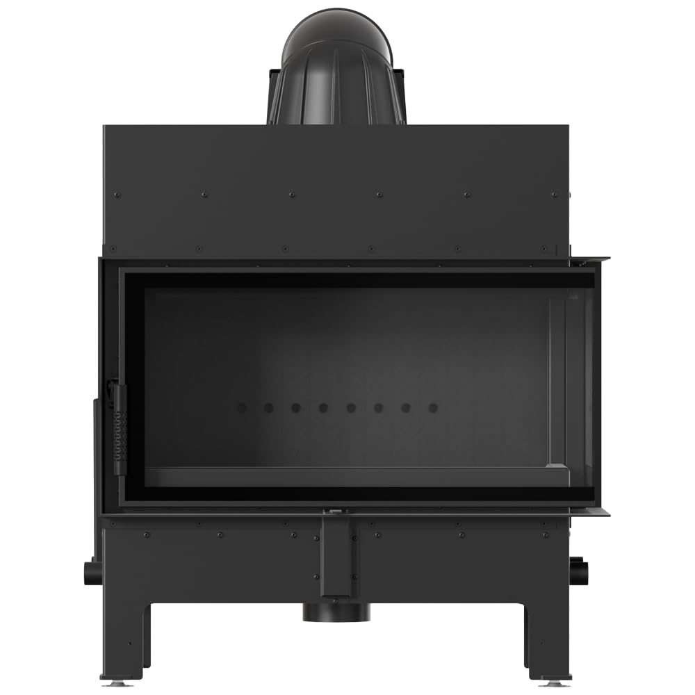 KRATKI Inserto per camino in acciaio a legna FLOKI 12 kW Ø200 destro A+ | Acciaio nero, efficienza 85,4%, classe A+. Ecodesign, BImSchV 2; per recupero calore.; kit di montaggio; basse emissioni
