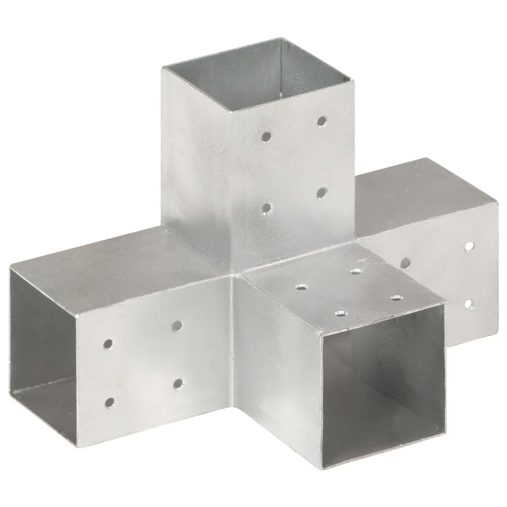 Conector de postes 4 piezas en forma de X para vigas de 81 mm, conectores de vigas galvanizadas, preperforados y esquinas de postes de 81 x 81 mm para horticultura