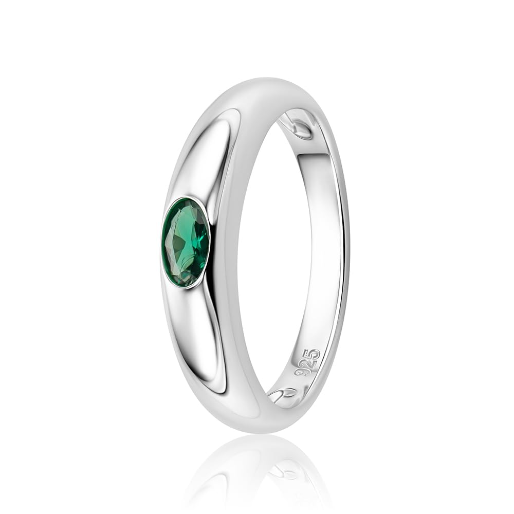 OROVI Ring Silber 925 Damen, Sterling Silber, Verlobungsring Damen mit Rubin/Smaragd/Saphir, Silberring, Schmuck mit Edelsteine, Silberne Trauringe, Hypoallergener Schmuck, inkl. Edler Schmuckbox