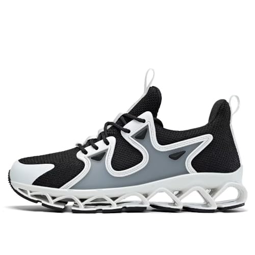 Image of Mens Running Shoes Blade Fashion Sneakers Casual Slip on Tennis Walking Athletic Sport Trainers Zapatillas para Hombre White Black