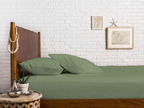 Image of Sweet Dream's 750 Collection Egyptian Cotton Fitted Bedsheet 4 to 12 Inch Matress 15 inch Drop Doube Bed (48x72) Inches (4 by 6) Feet + 2 Pillow Covers (18x28), Emerald Green