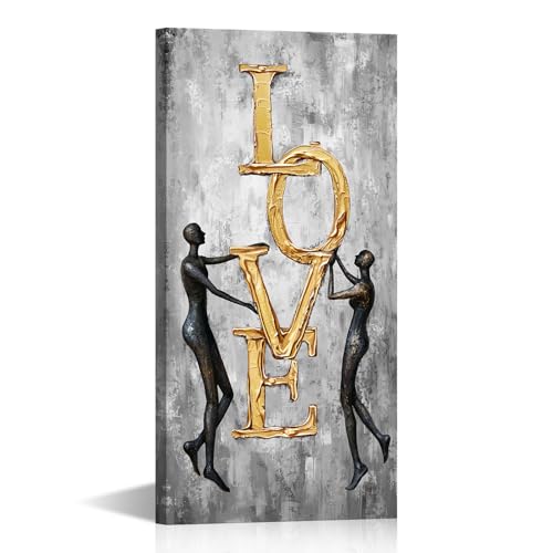 Canvbay Love Wall Art Romantic Couple Abstract Canvas Prints Black