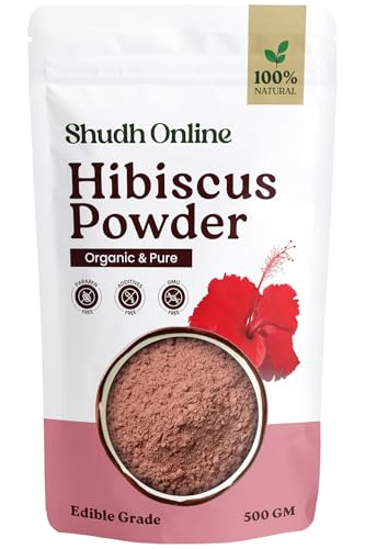 Image of Shudh Online Organic Hibiscus Powder for hair And Eating (500 Grams), Gudhal ke phool powder, Dry Hibiscus Tea, Jaswand, Jasud, Rosa sinensis