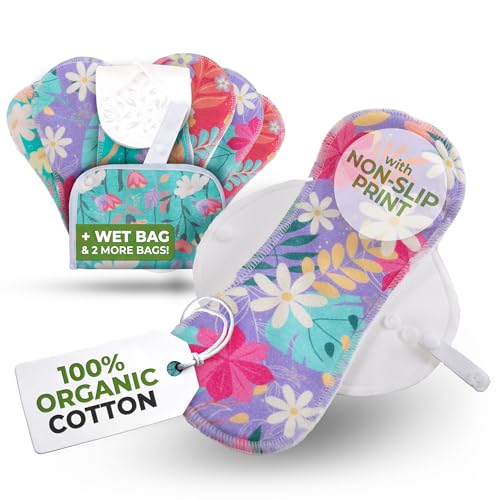 Image of Non-Slip (Premium) Reusable Organic Panty Liners for Women & Teens (Small 7-Pack) - Breathable, High-Temp Washable Cotton Cloth Panty Liners for Vaginal Discharge - Keep You Fresh & Dry for Daily Use