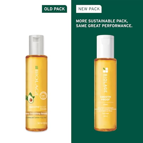 Image of Biolage Smooth Proof 6-in-1 Hair Serum for Deep Smoothening and Frizzy Hair with Avocado and Grape Seed Oil for 72HR Frizz Control for Women and Men Vegan and Cruelty-Free