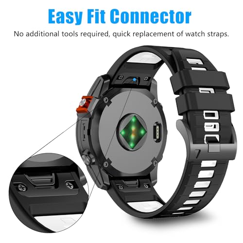 Image of 22mm Compatible with Garmin Fenix E /8 /8pro AMOLED 47mm /Fenix 7 /7 Pro /6 /6 Pro /5 /5 Plus Watch Band,Soft Quickfit Silicone Straps for Forerunner 970 965 955 /Approach S70 47mm /tactix 8 /quatix 7 8 47mm