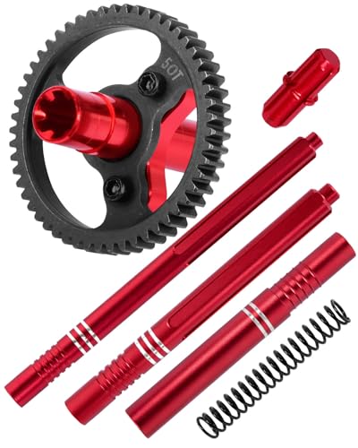 hopsupRC RC Center Drive Shaft CVD & 50T Metal Slipper Clutch 0.8 Pitch Upgrades Part for 1/10 Granite Senton Vorteks Big Rock 3S BLX,Replace ARA310948,Red