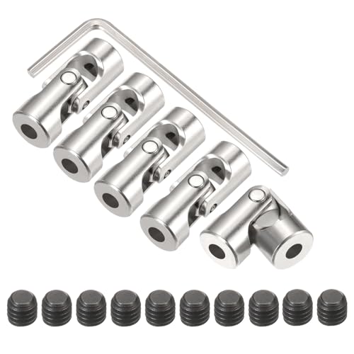 QUARKZMAN 5 Stück 4mm bis 4mm ID Gelenk Wellenkupplung Motoranschluss Universal Lenkwellen L23XD9 Metall 45° Drehbare Gelenke Kupplung mit Schrauben Schraubenschlüssel Set für RC Auto DIY