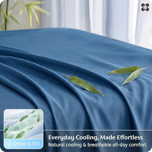 Image of Bedsure Full Size Bed Sheets, Cooling Sheets, Rayon Derived from Bamboo, PureWoven, Breathable & Soft, Deep Pocket Up to 16 Inches, Hotel Luxury Silky Bedding for Hot Sleepers, Teal