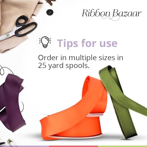 Image of Ribbon Bazaar Double Faced Satin 7 /8 inch Red 25 Yards 100% Polyester Ribbon