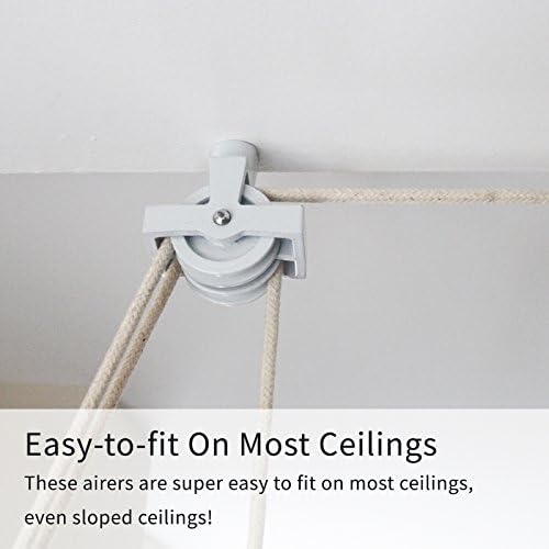 Clothes Airer Ceiling Pulley Maid Traditional Mounted Clothing Dryer 6 Lath Laundry Drying Rack Rail 1.5m White